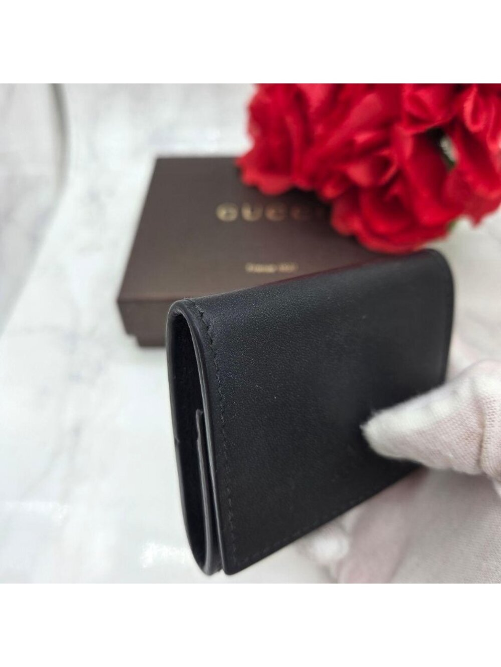 Gucci Coin Purse Wallet Flower Black - Picture 4 of 15